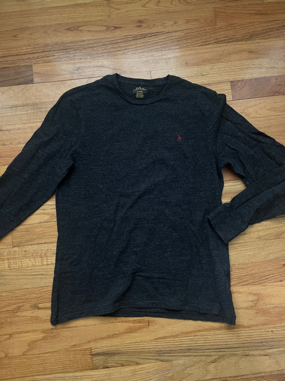 Polo by Ralph Lauren Men's Long Sleeve Crewneck – Charcoal with Red Logo